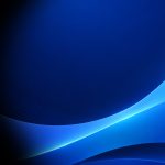 Abstract blue curved light ribbons on a dark gradient background, resembling a modern wallpaper.
