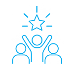 Bright blue square swatch with a subtle drop shadow.