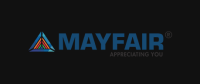 Mayfair logo on a black background: blue 'MAYFAIR' text with a multicolored triangular emblem and the tagline 'Appreciating You'.
